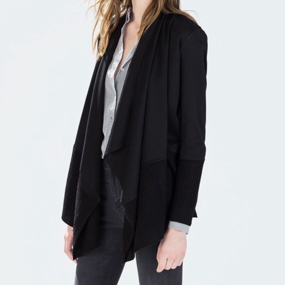 Zara Knit Womens Waterfall Open Front Cardigan